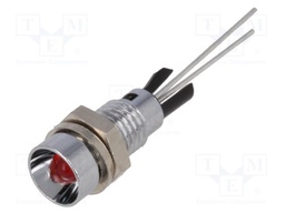 Indicator: LED; recessed; Cutout: Ø6mm; for PCB; brass; ØLED: 3mm