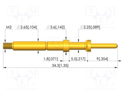 Test needle; Spring compression: 4mm; 5mm; 5A; CuBe; gold-plated