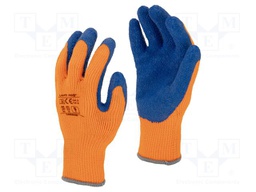 Protective gloves; Size: 10; orange; acrylic,latex; furlined; tag