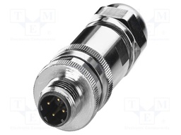 Connector: M12; plug; PIN: 4; 48V; straight; IP67; screw terminal