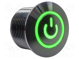 Switch: vandal resistant; SPST-NO; 2A/36VDC; IP67; OFF-(ON); green