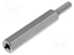 Screwed spacer sleeve; Int.thread: M3; 25mm; Ext.thread: M3; brass