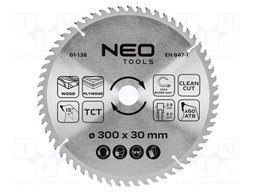 Circular saw; Ø: 300mm; Teeth: 60; cemented carbide; Øhole: 30mm