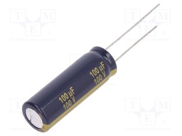Capacitor: electrolytic; low impedance; THT; 100uF; 100VDC; ±20%