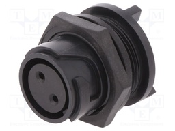 Connector: circular; socket; female; PIN: 2; w/o contacts; UL94V-0