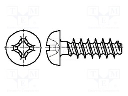 Screw; 3x16; Head: button; Phillips; A2 stainless steel; Size: PH1