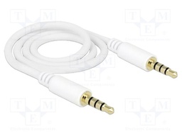 Cable; Jack 3,5mm 4pin plug,both sides; 0.5m; white; 24AWG