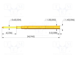 Test probe socket; gold-plated; KS-101; L: 24mm; test needles