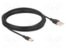 Cable; USB 2.0; USB A plug,USB C plug; gold-plated; 4m; black