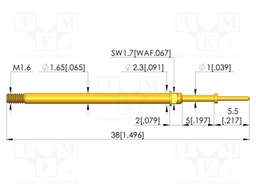 Test needle; Spring compression: 4mm; 5mm; 5A; CuBe; gold-plated