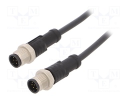 Cable: for sensors/automation; PIN: 8; M12-M12; 1m; plug; plug; 30V