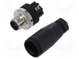 Connector: M12; plug; PIN: 4; male; 250V; straight; IP67; for cable