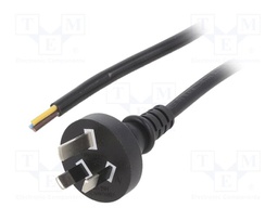 Cable; 3x0.75mm2; AS/NZS 3112 (I) plug,wires; PVC; 1.8m; black