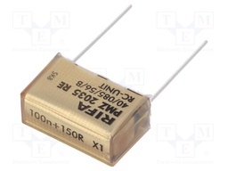 Capacitor: paper; X1; 100nF; 440VAC; Pitch: 25.4mm; ±10%; THT