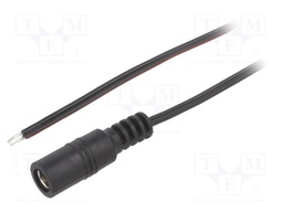 Cable; wires,DC 5,5/2,1 socket; straight; 0.35mm2; black; 2m