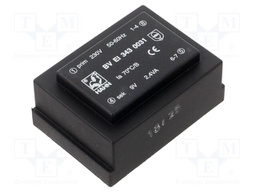 Transformer: encapsulated; 2.4VA; 230VAC; 9V; 267mA; Mounting: PCB