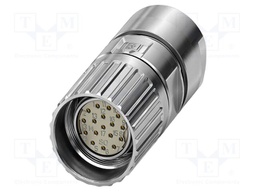 Connector: M23; plug; PIN: 16; soldering; straight; IP68; M23 PRO; 8A