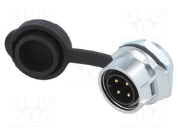 Socket; Connector: circular; MRD; PIN: 4; gold flash; 10A; soldering