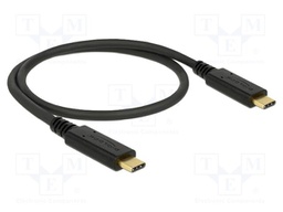 Cable; USB 2.0; USB C plug,both sides; 0.5m; black; 22AWG,30AWG