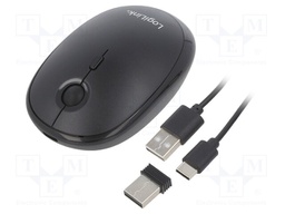 Optical mouse; black; USB A; wireless,Bluetooth 4.0; 10m