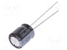 Capacitor: electrolytic; THT; 100uF; 35VDC; Ø8x9mm; Pitch: 3.5mm