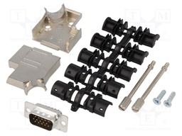 D-Sub HD; PIN: 15; plug; male; soldering; for cable; black