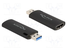 Adapter; HDMI socket,USB A plug; USB 2.0; PnP; black