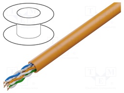 Wire; U/UTP; 4x2x25AWG; 5e; solid; Cu; PVC; orange; 305m; Øcable: 5mm