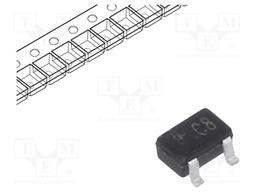 Transistor: NPN; bipolar; BRT; 50V; 100mA; 200mW; SOT323; R1: 22kΩ