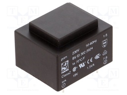 Transformer: encapsulated; 1.5VA; 230VAC; 18V; 83mA; Mounting: PCB