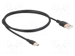 Cable; USB 2.0; USB A plug,USB C plug; gold-plated; 1m; black