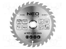 Cutting wheel; Ø: 165mm; Teeth: 30; Holder: assembly hole; 20mm