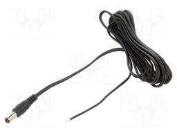 Cable; 2x0.5mm2; DC 5,5/2,1 plug; straight; black-gray,black; 3m