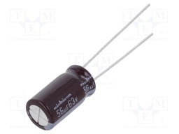 Capacitor: electrolytic; low impedance; THT; 56uF; 63VDC; Ø8x15mm