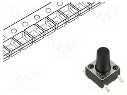 Microswitch TACT; SPST; Pos: 2; 0.05A/12VDC; SMT; 2.45N; 6x6x3.5mm