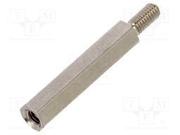 Screwed spacer sleeve; Int.thread: M2,5; 20mm; Ext.thread: M2,5