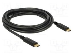 Cable; USB 2.0; USB C plug,both sides; 3m; black; 22AWG,30AWG