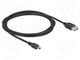Cable; USB 2.0; USB A double sided socket,USB B mini plug; 2m