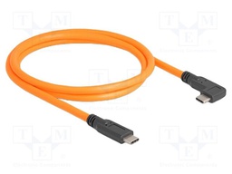 Cable; USB C plug,USB C plug 90° left/right; 1m; orange; TPE