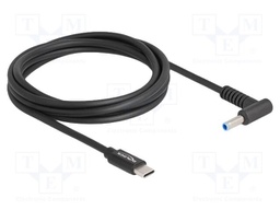 Cable; USB C plug,DC 4,5/3,0 plug; angled,straight; black; 1.5m