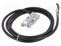 Limit switch; lever R 34mm, plastic roller Ø14mm; NO + NC; 5A