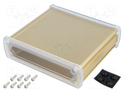 Enclosure: multipurpose; X: 146.6mm; Y: 129mm; Z: 41.6mm; golden