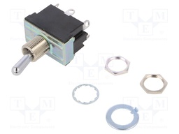 Switch: toggle; Pos: 2; DPDT; ON-ON; 20A/125VAC; Toggle: round