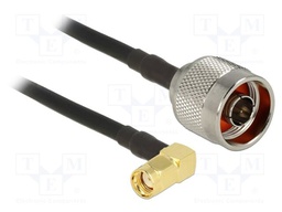 Cable; 300mm; N male,RP-SMA male; black; angled; Øcable: 4.8mm; 50Ω