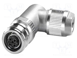 Connector: M12; plug; PIN: 4; 48V; angled; IP65; push-lock; D code
