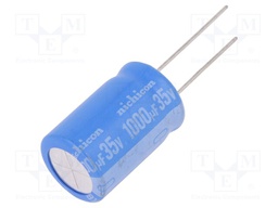 Capacitor: electrolytic; THT; 1000uF; 35VDC; Ø16x25mm; Pitch: 7.5mm