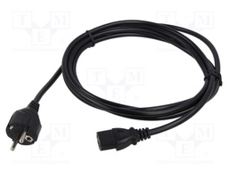 Cable; CEE 7/7 (E/F) plug,IEC C13 female; PVC; 3m; black; 3x1mm2