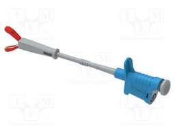 Clip-on probe; crocodile; 6A; blue; Contacts: brass; 4mm; L: 177mm