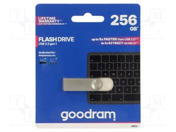 Pendrive; USB 3.2; 256GB; R: 60MB/s; W: 20MB/s; silver; USB A