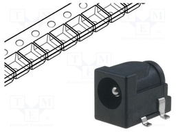 Socket; DC supply; male; 5,5/2,5mm; 5.5mm; 2.5mm; SMT; 2A; 12VDC